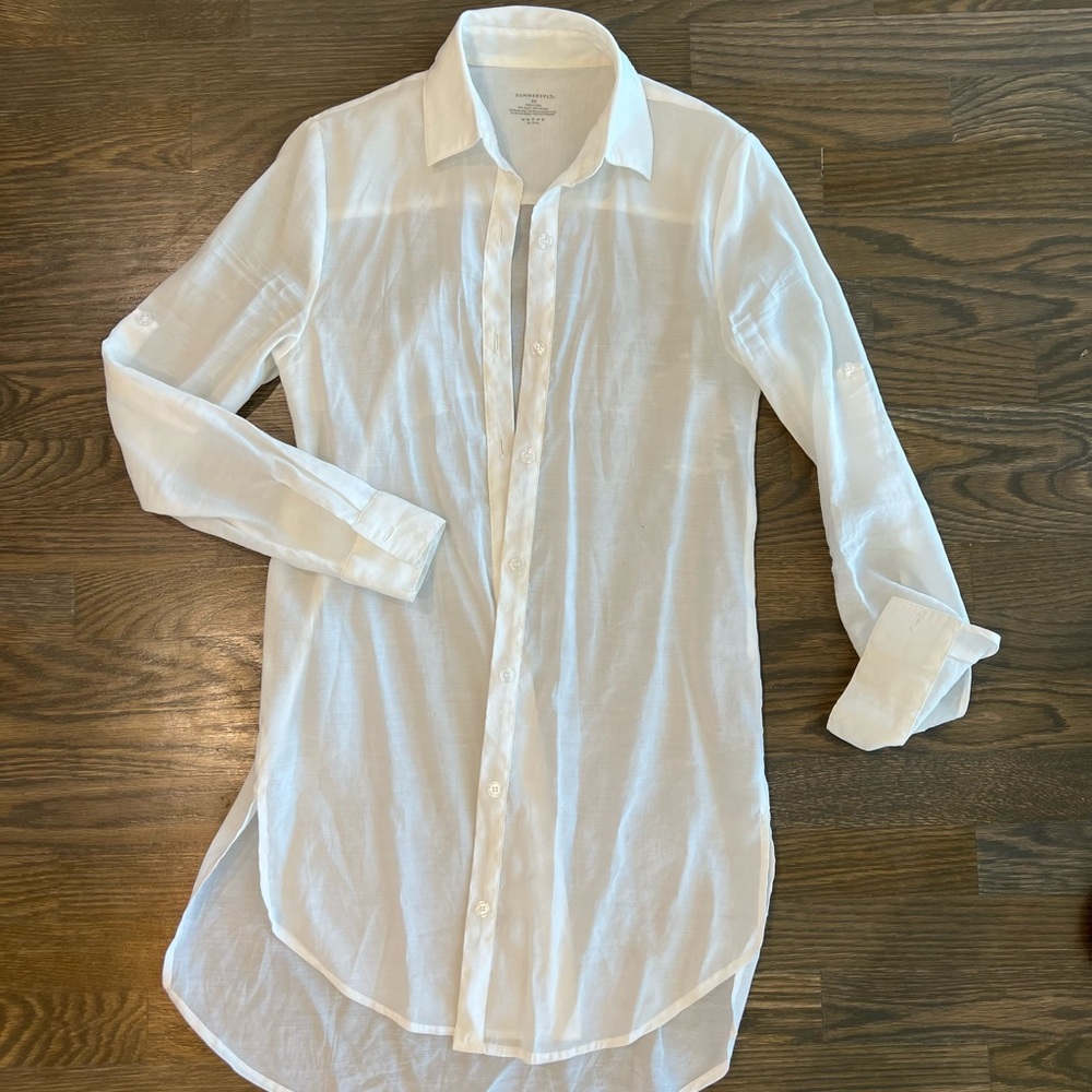 Short effortless shirt dress cover up